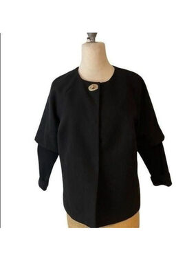 Chico's Black Double Layer Jacket Gold tone Turnlock Clasp 1 Medium